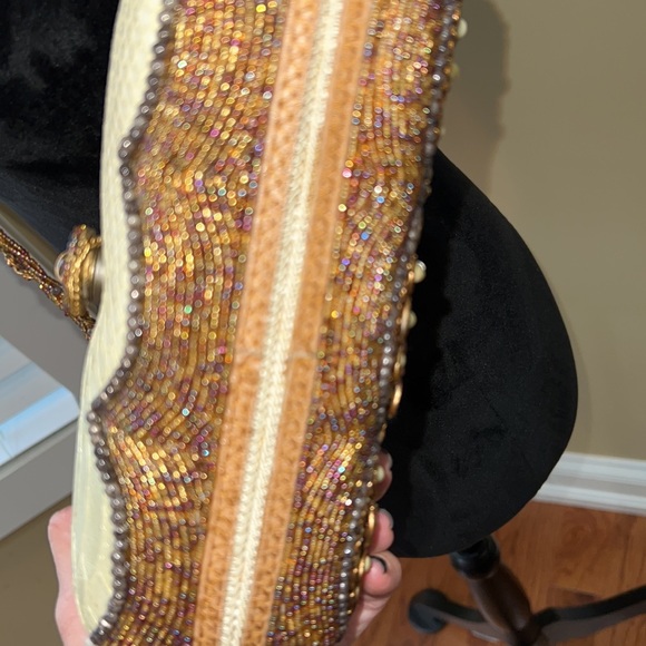 Mary Frances gold and cream crossbody. - Picture 6 of 8